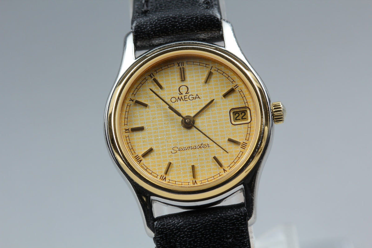 1985 Near MINT OMEGA Seamaster 22mm 596.0073 Quartz Gold Roman Women's Vintage