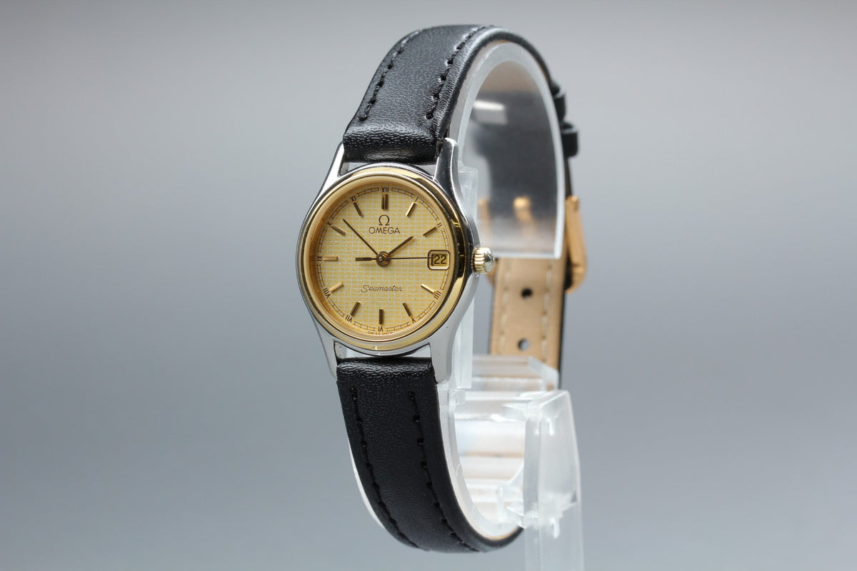 1985 Near MINT OMEGA Seamaster 22mm 596.0073 Quartz Gold Roman Women's Vintage