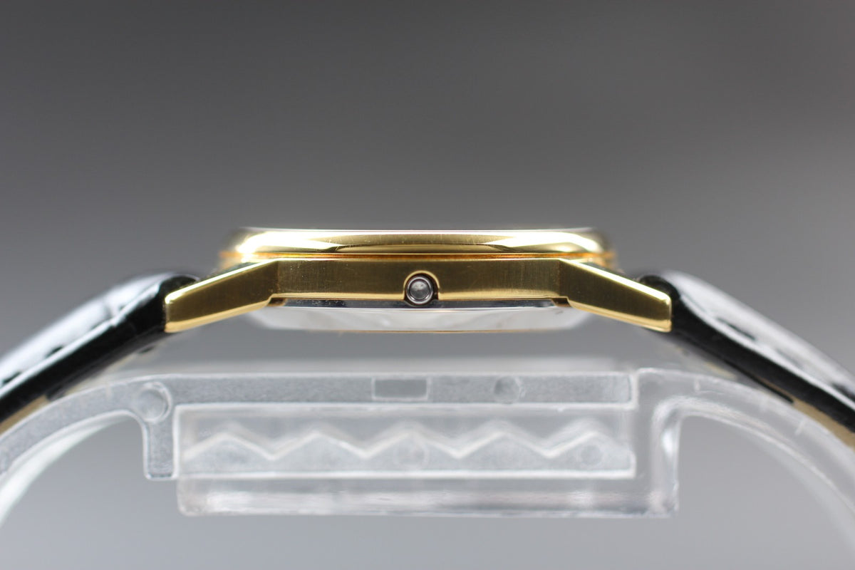 1982 Top MINT OMEGA De Ville 22mm 591.0150.1 Quartz Gold Dial Women's Vintage
