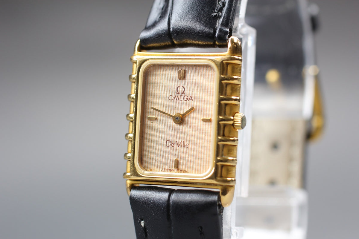 Serviced 1984 OMEGA De Ville 18mm 591.0309 Quartz Gold Women's Vintage Exc+5