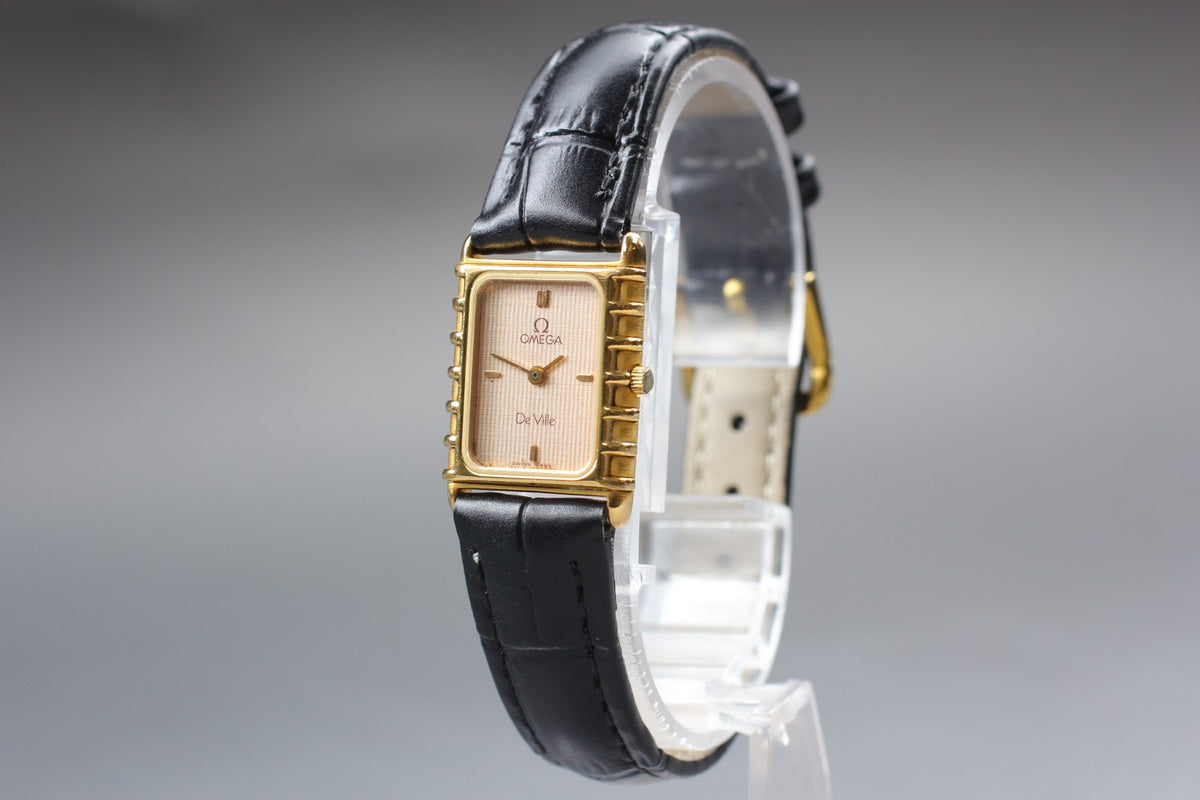 Serviced 1984 OMEGA De Ville 18mm 591.0309 Quartz Gold Women's Vintage Exc+5