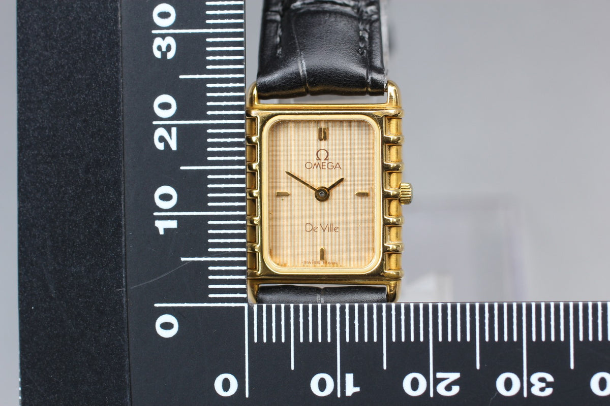 Serviced 1984 OMEGA De Ville 18mm 591.0309 Quartz Gold Women's Vintage Exc+5