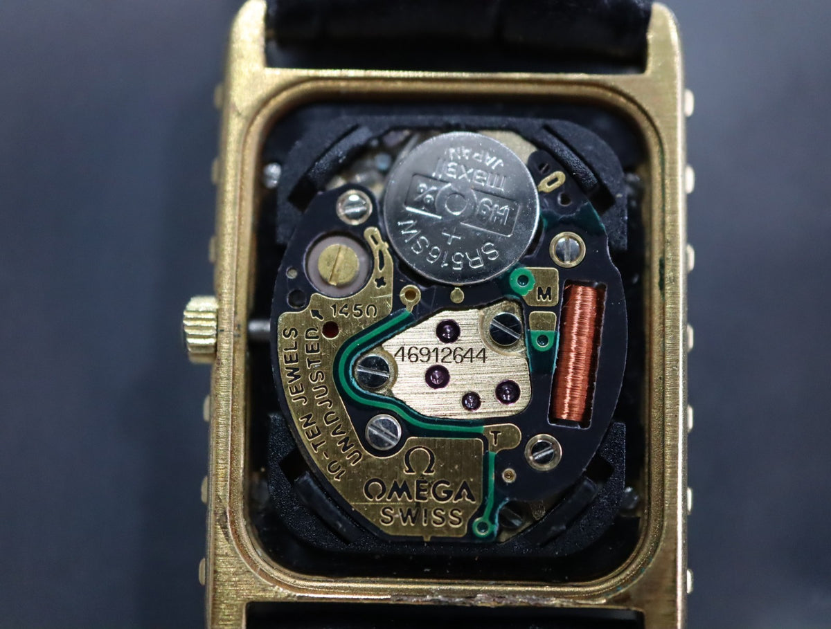 Serviced 1984 OMEGA De Ville 18mm 591.0309 Quartz Gold Women's Vintage Exc+5