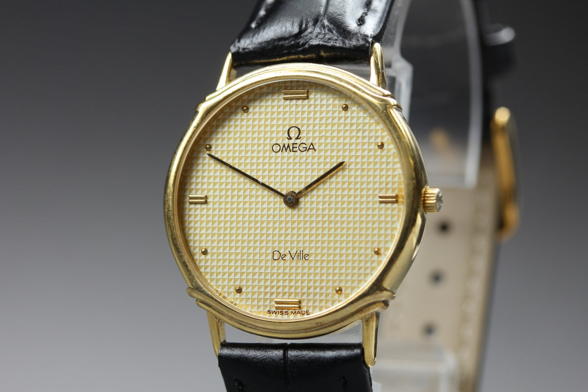 Serviced 1985 OMEGA De Ville 29mm 191.0229 Quartz Gold Dial Men's Vintage Exc+5