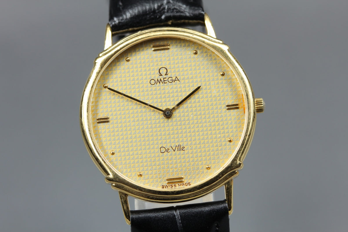 Serviced 1985 OMEGA De Ville 29mm 191.0229 Quartz Gold Dial Men's Vintage Exc+5