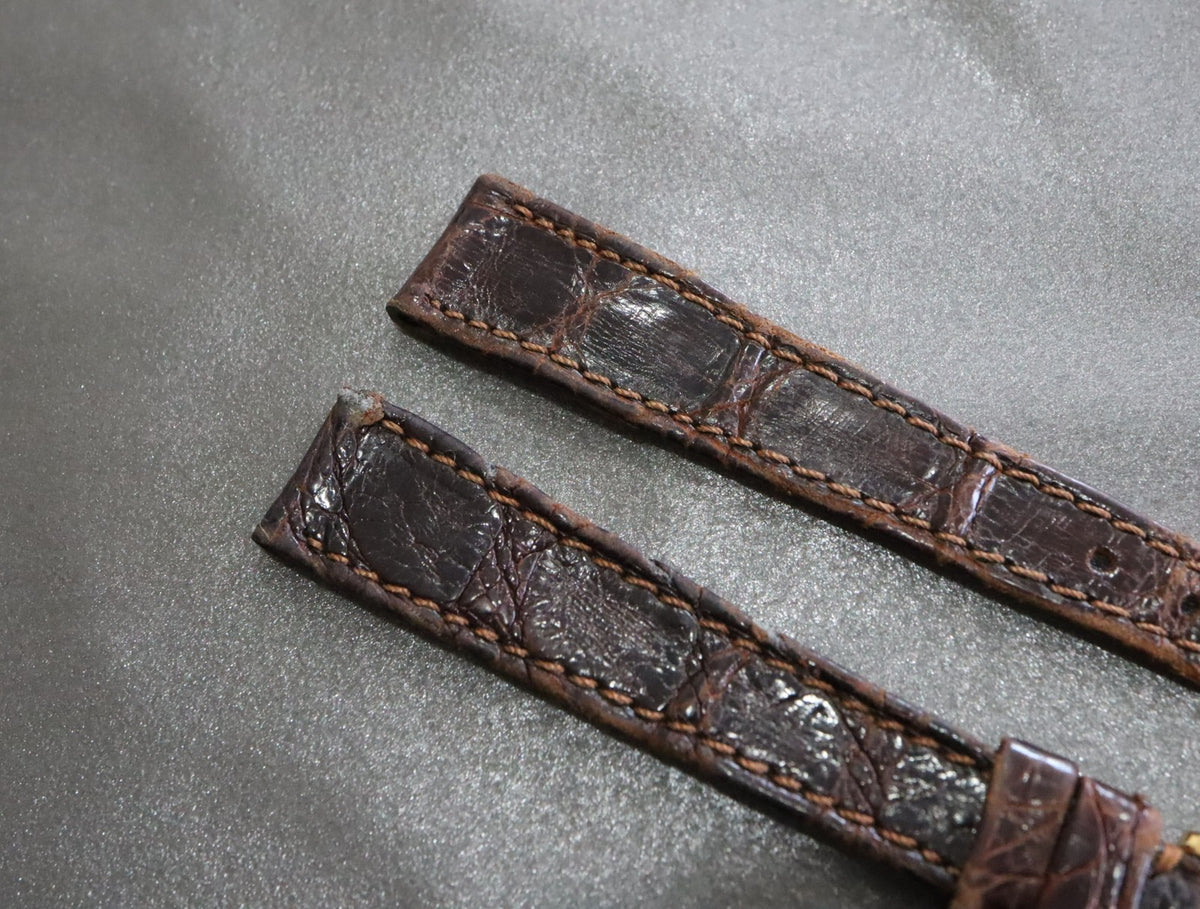 OMEGA Vintage Genuine Brown Leather Strap 12mm Gold Buckle Women's Exc+5 #2256