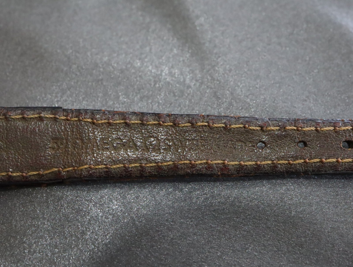 OMEGA Vintage Genuine Brown Leather Strap 12mm Gold Buckle Women's Exc+5 #2256