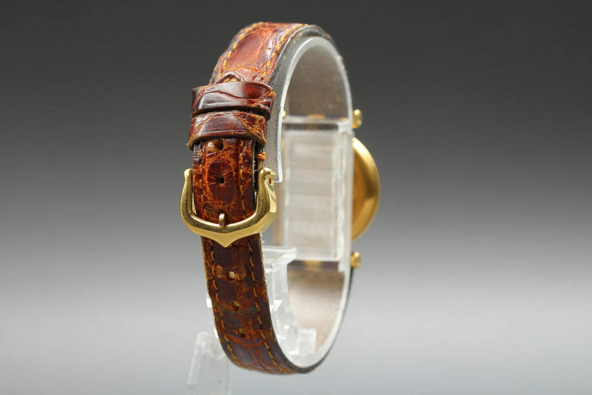 Near MINT Cartier Must de Vendome SM 24mm 590004 Vermeil Quartz Roman Women's