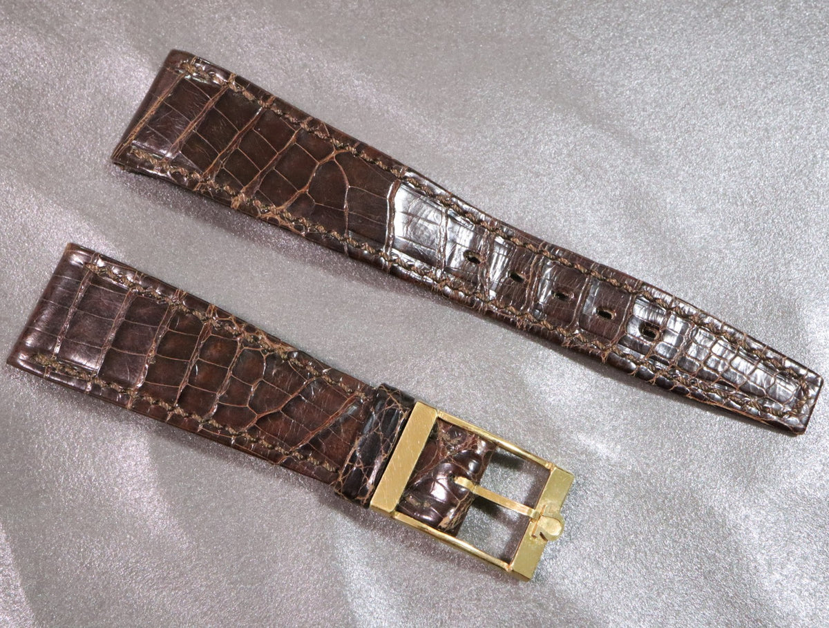 Near MINT OMEGA Constellation Vintage Brown Leather Strap 20mm Gold Buckle Men's