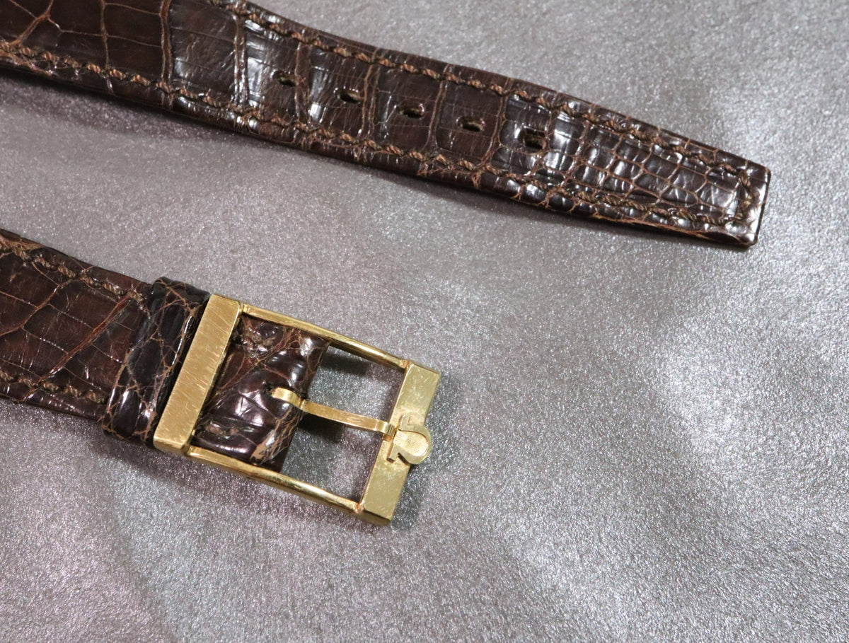 Near MINT OMEGA Constellation Vintage Brown Leather Strap 20mm Gold Buckle Men's