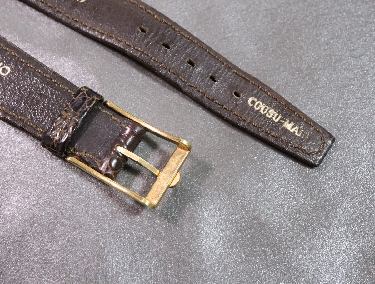 Near MINT OMEGA Constellation Vintage Brown Leather Strap 20mm Gold Buckle Men's
