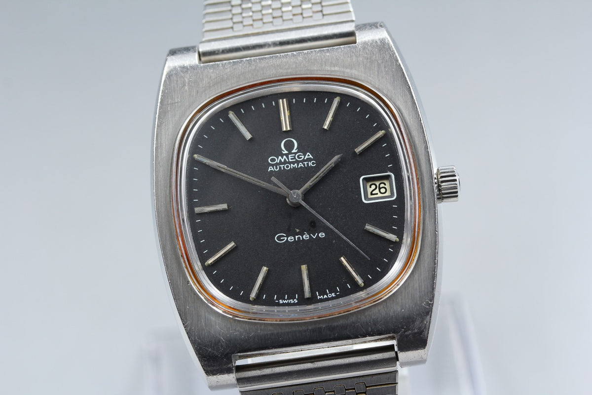 1974 Near MINT OMEGA Geneve 36mm 166.0190 Automatic Black Dial Men's Vintage