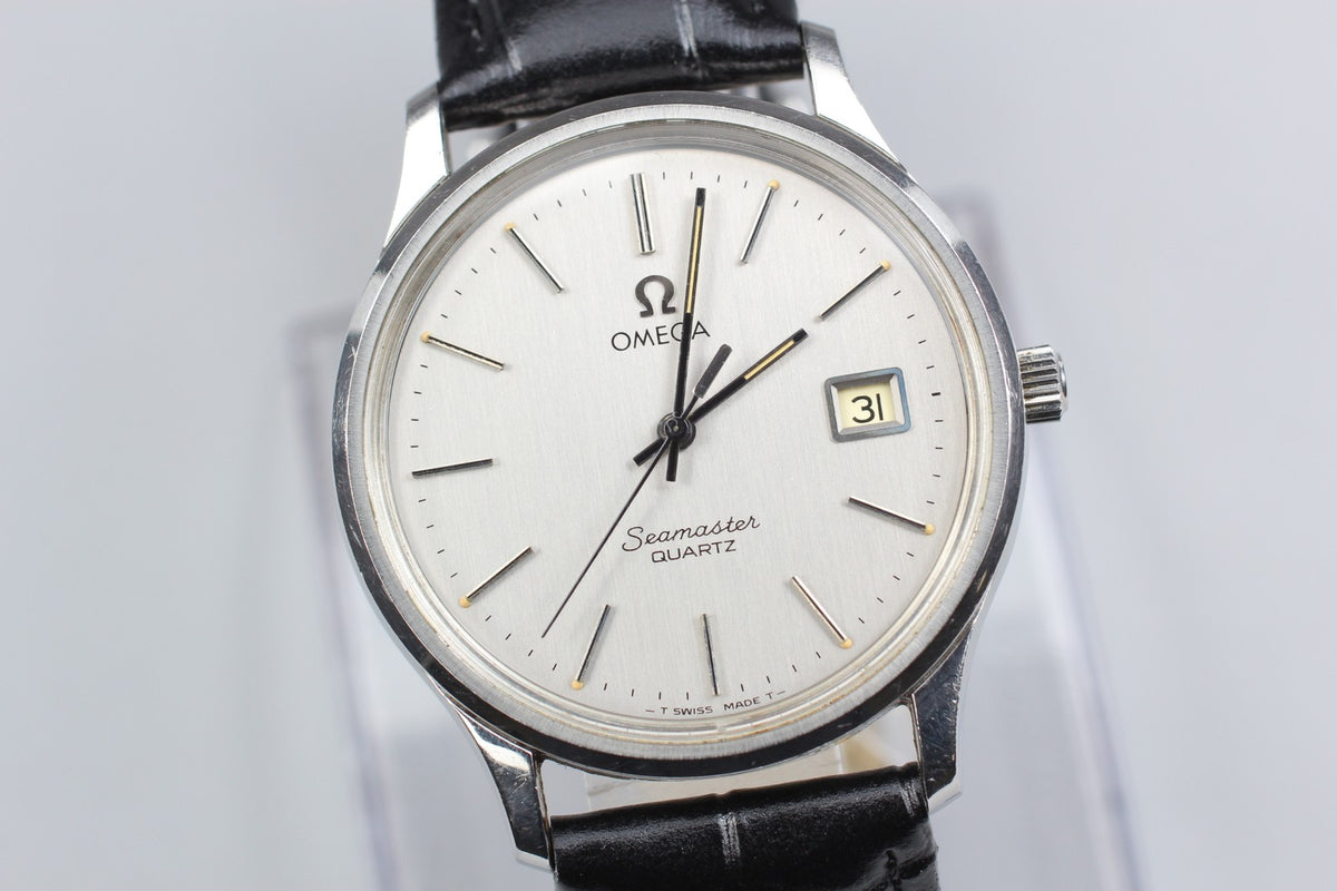 1977 Near MINT OMEGA Seamaster 35mm 196.0106 Quartz Silver Dial Men's Vintage