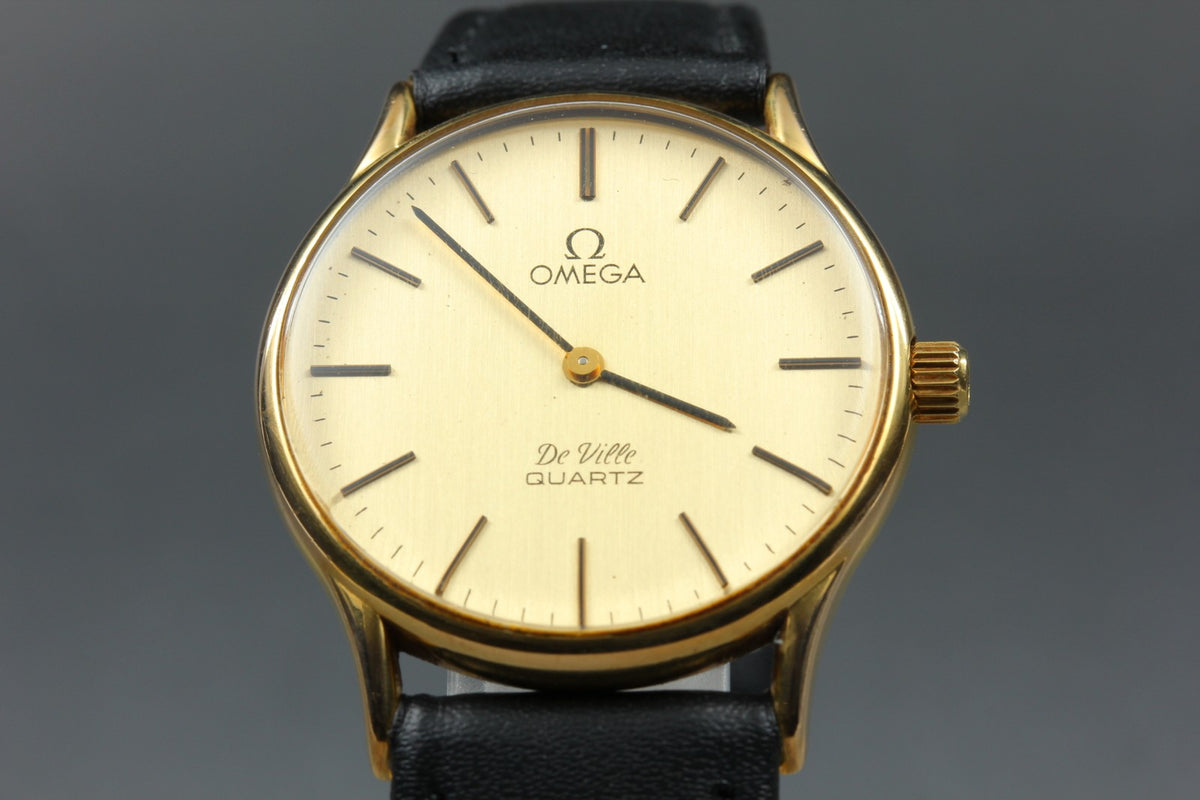 1979 Near MINT OMEGA De Ville 32mm 191.0072 Quartz Gold Dial Men's Watch Vintage