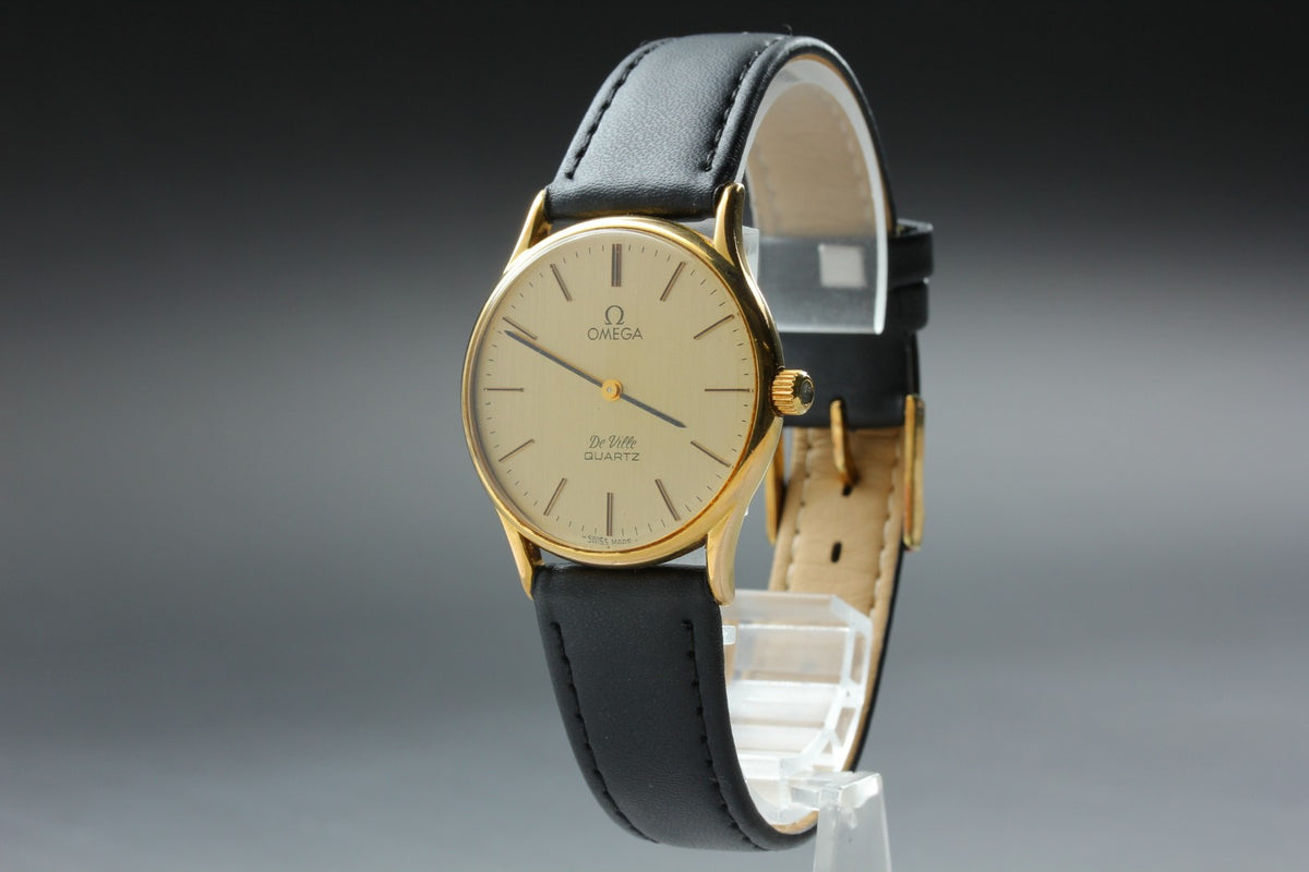 1979 Near MINT OMEGA De Ville 32mm 191.0072 Quartz Gold Dial Men's Watch Vintage