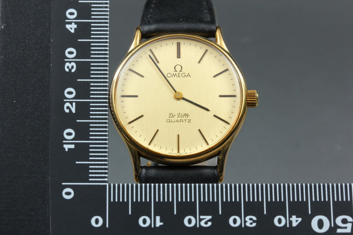 1979 Near MINT OMEGA De Ville 32mm 191.0072 Quartz Gold Dial Men's Watch Vintage