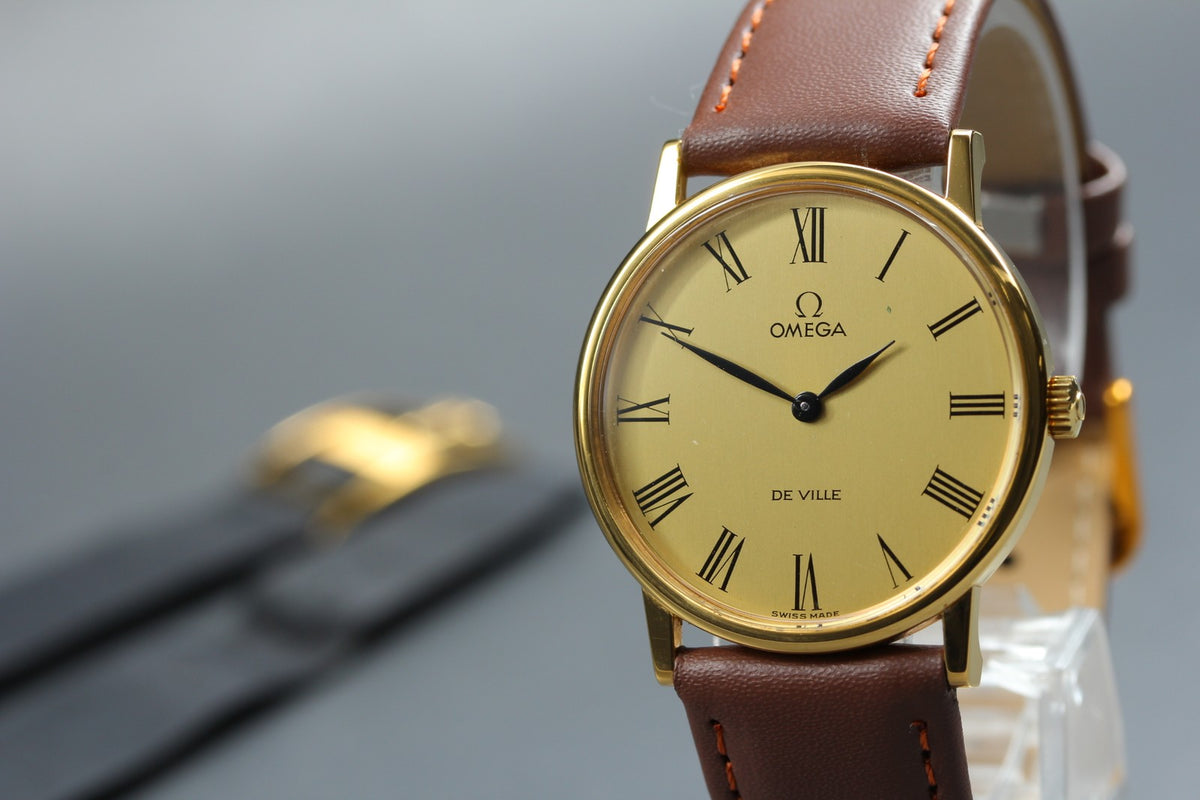 1978 MINT OMEGA De Ville 32mm 111.0140 Manual Gold Roman Dial Men's Vintage