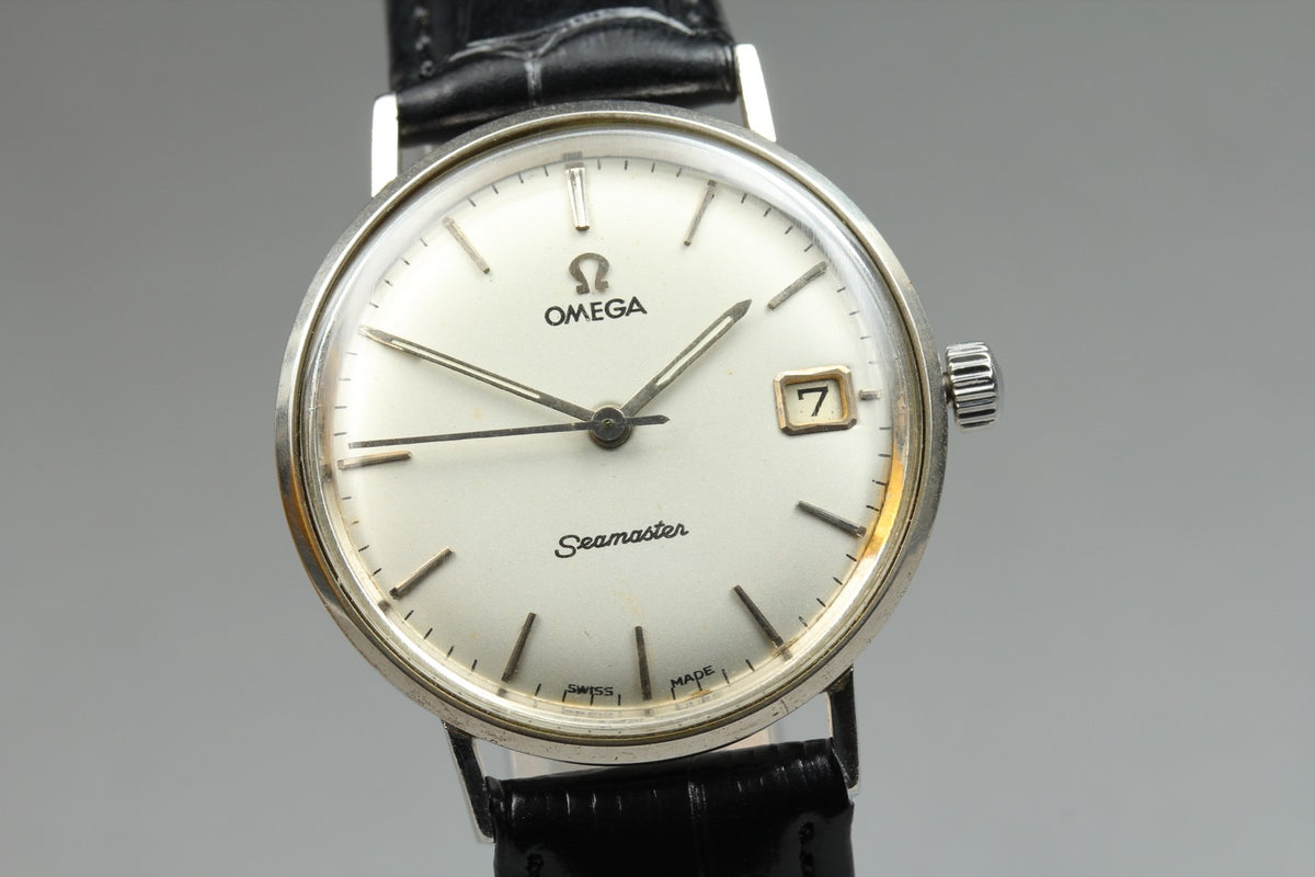 Near MINT OMEGA Seamaster 34mm Manual Winding Silver Dial Men's Wach Vintage