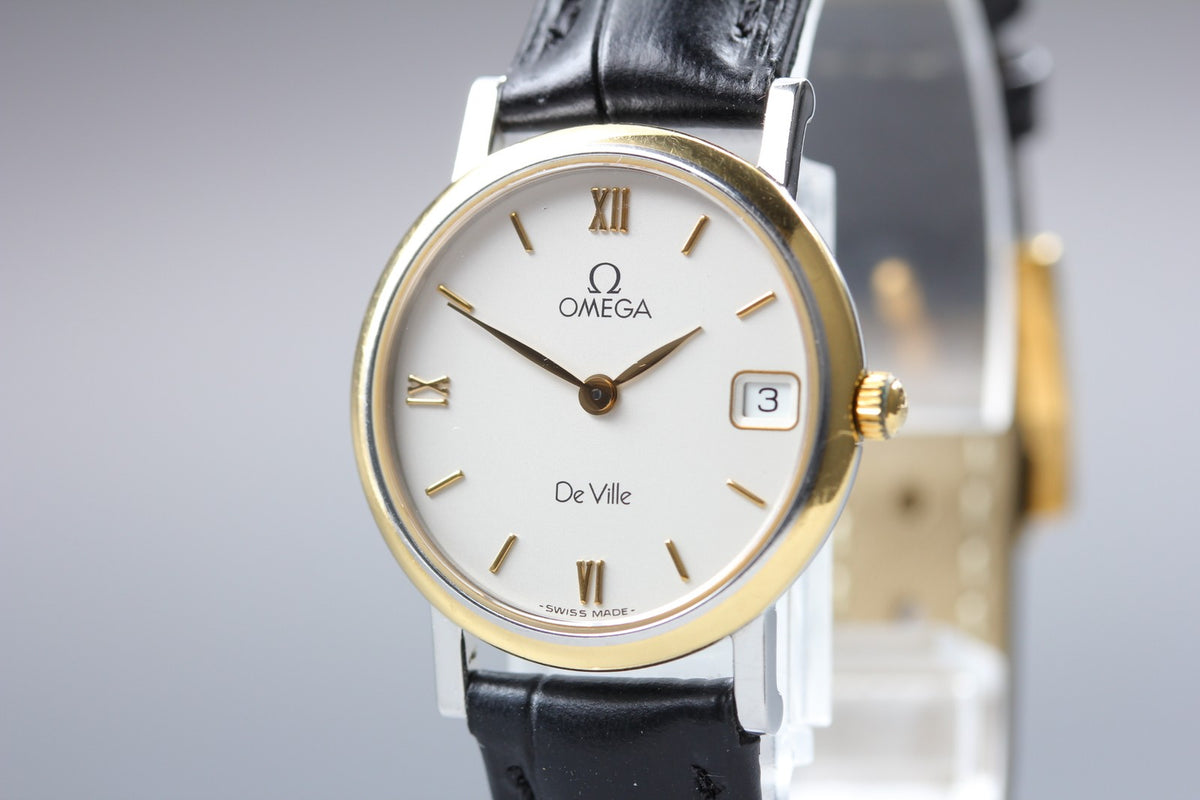 1993 Near MINT OMEGA De Ville 25mm 596.2579 Quartz White Roman Women's Vintage