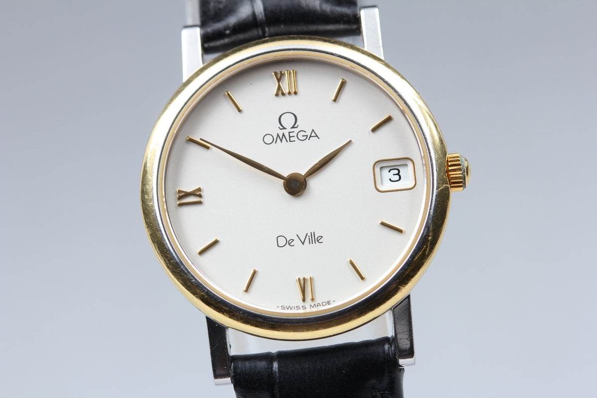 1993 Near MINT OMEGA De Ville 25mm 596.2579 Quartz White Roman Women's Vintage
