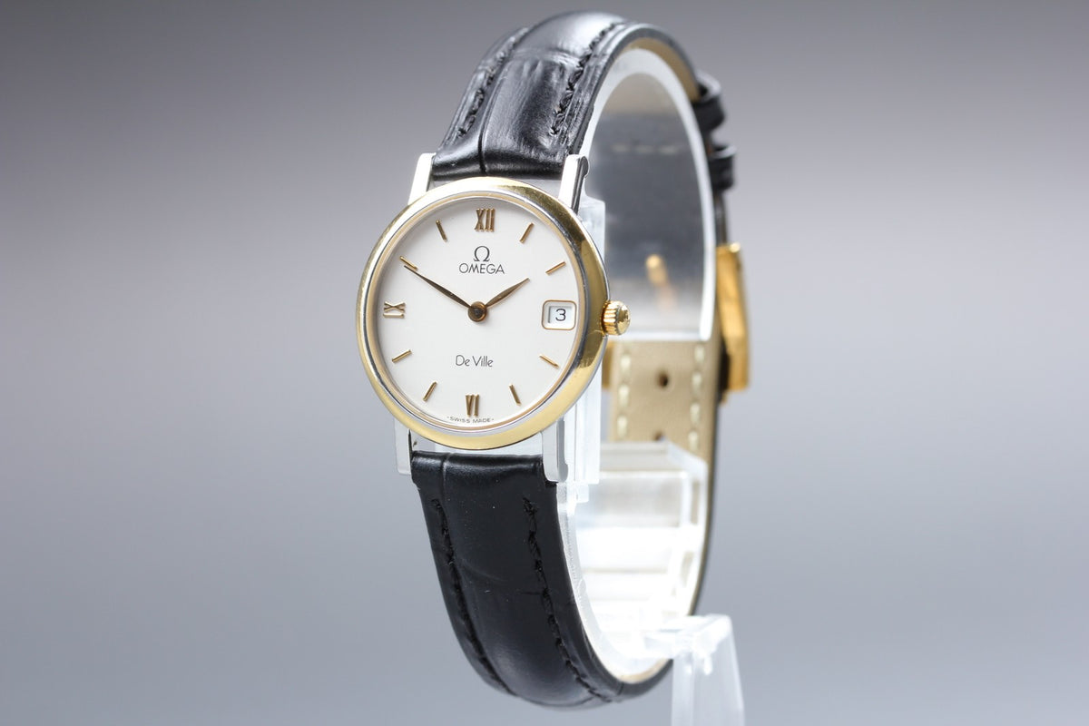 1993 Near MINT OMEGA De Ville 25mm 596.2579 Quartz White Roman Women's Vintage
