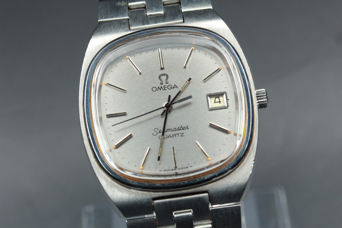1977 Near MINT OMEGA Seamaster 35mm 196.0085 Quartz Silver Dial Men's Vintage