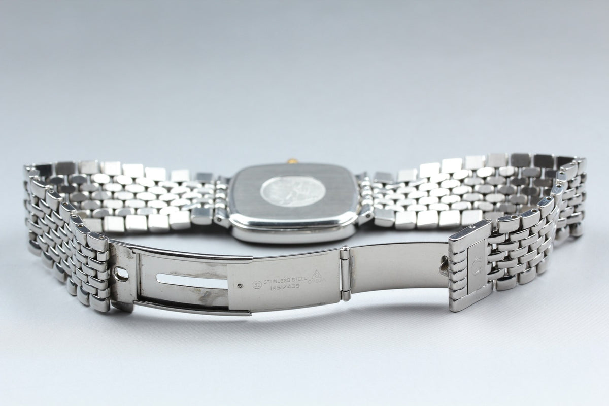 1991 Near MINT OMEGA De Ville 30mm 396.1017 Quartz White Roman Dial Men Vintage
