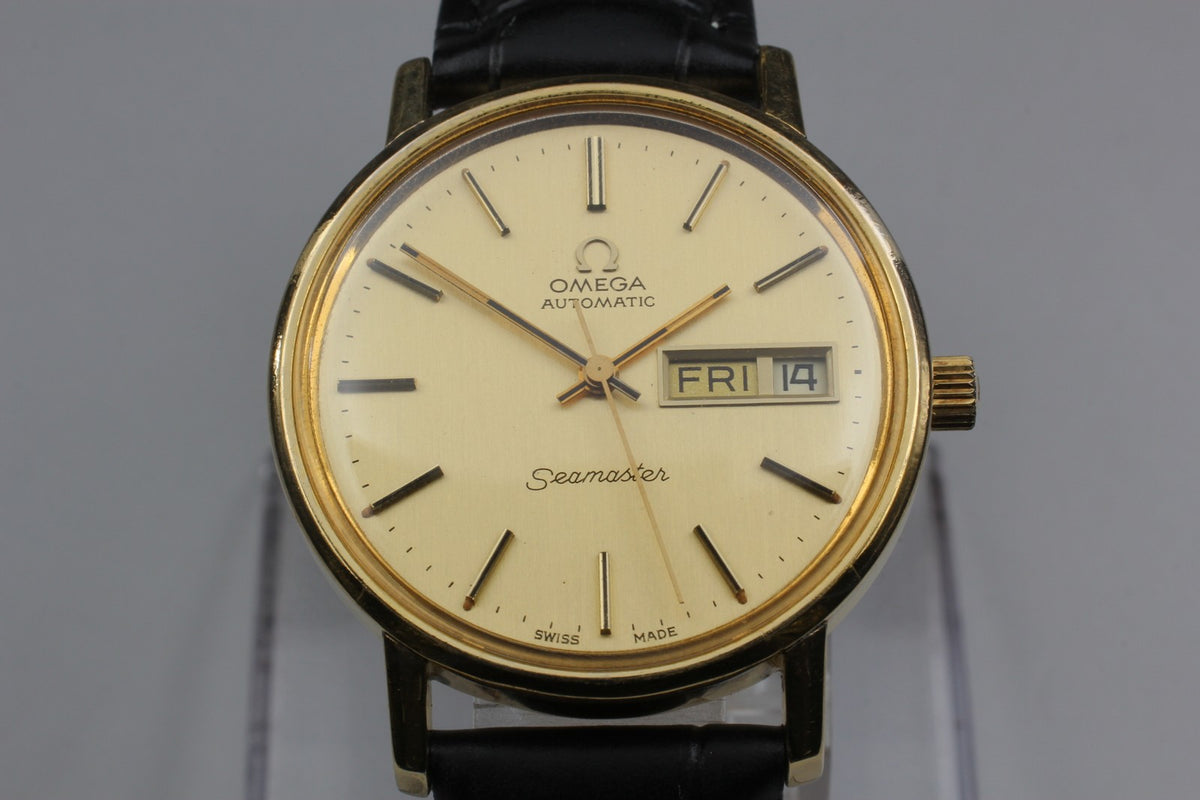 Serviced 1977 Near MINT OMEGA Seamaster 34mm 166.0209 Automatic Gold Men Vintage