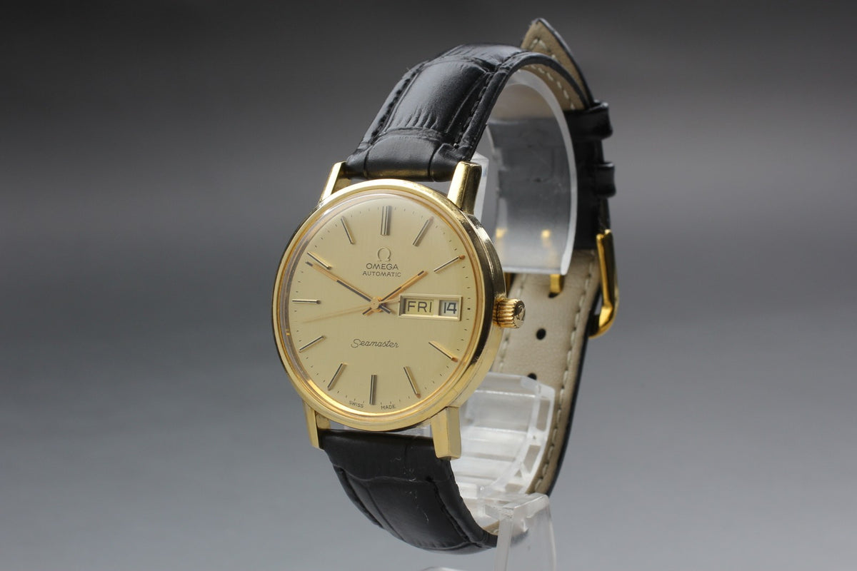 Serviced 1977 Near MINT OMEGA Seamaster 34mm 166.0209 Automatic Gold Men Vintage