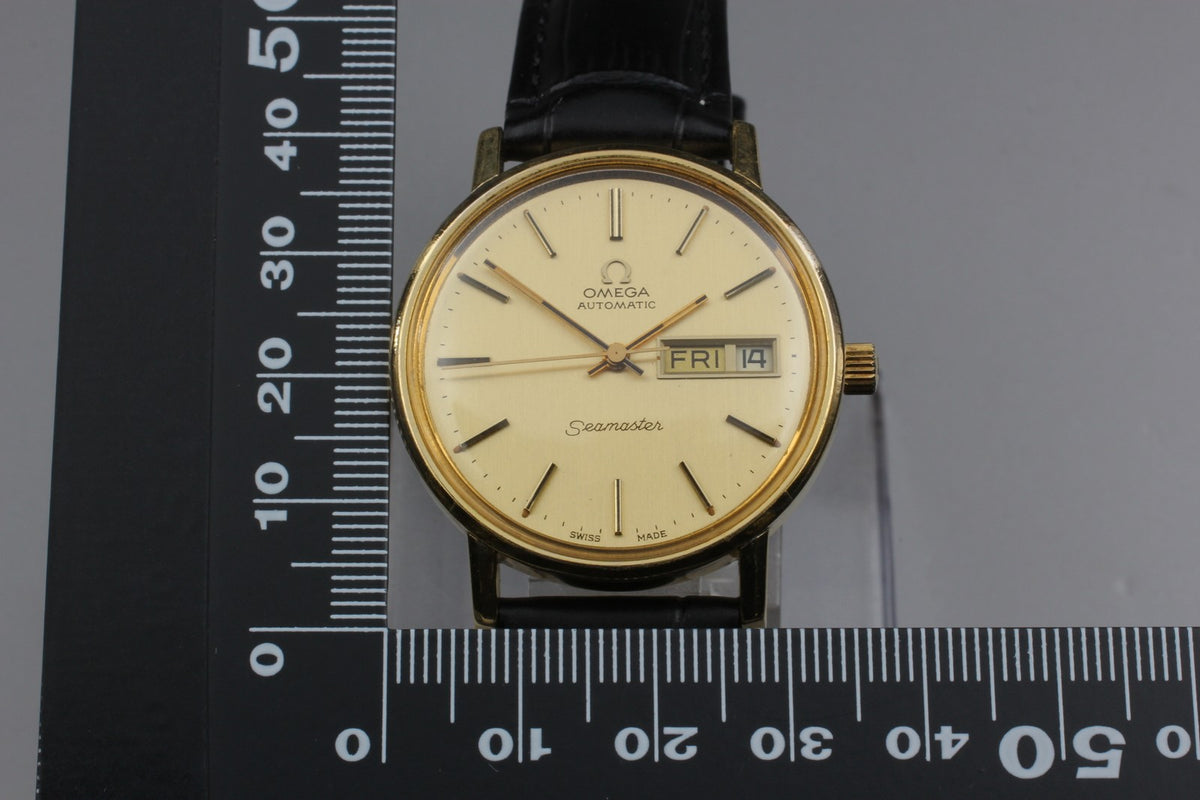 Serviced 1977 Near MINT OMEGA Seamaster 34mm 166.0209 Automatic Gold Men Vintage