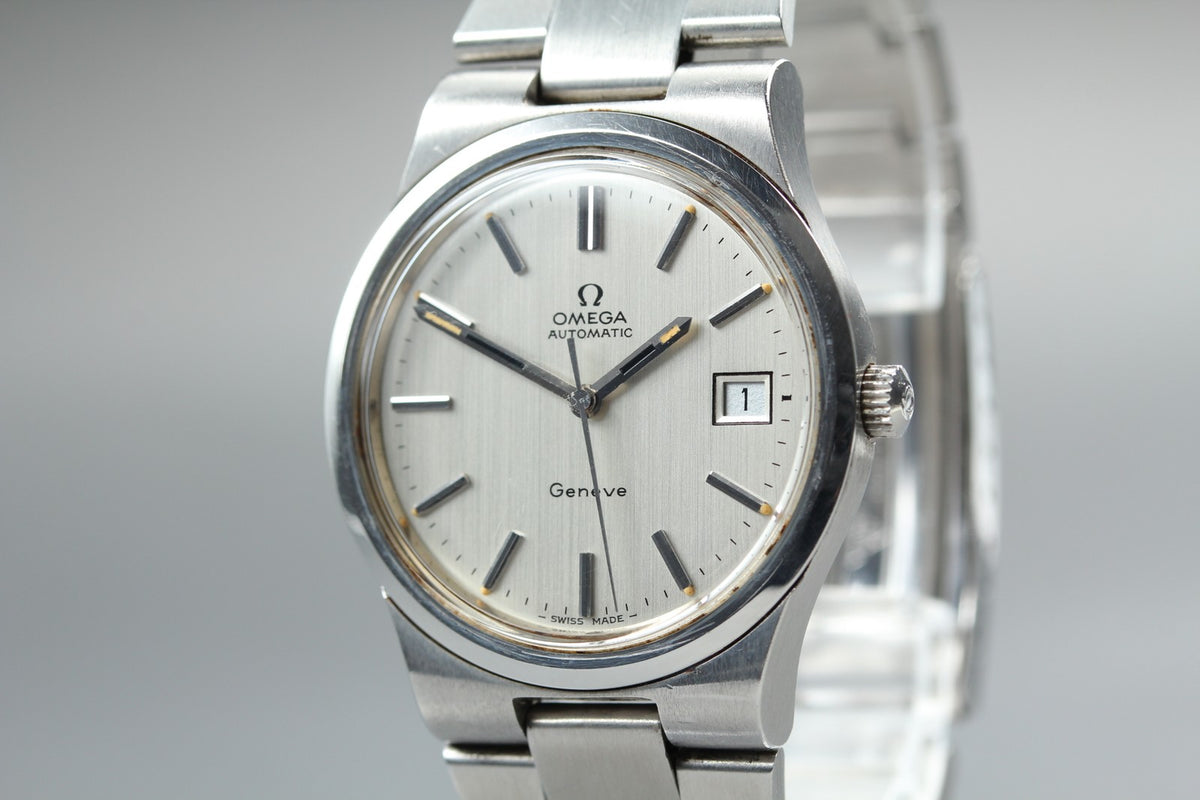 1973 Near MINT OMEGA Geneve 36mm 166.0173 Automatic Silver Dial Men's Vintage