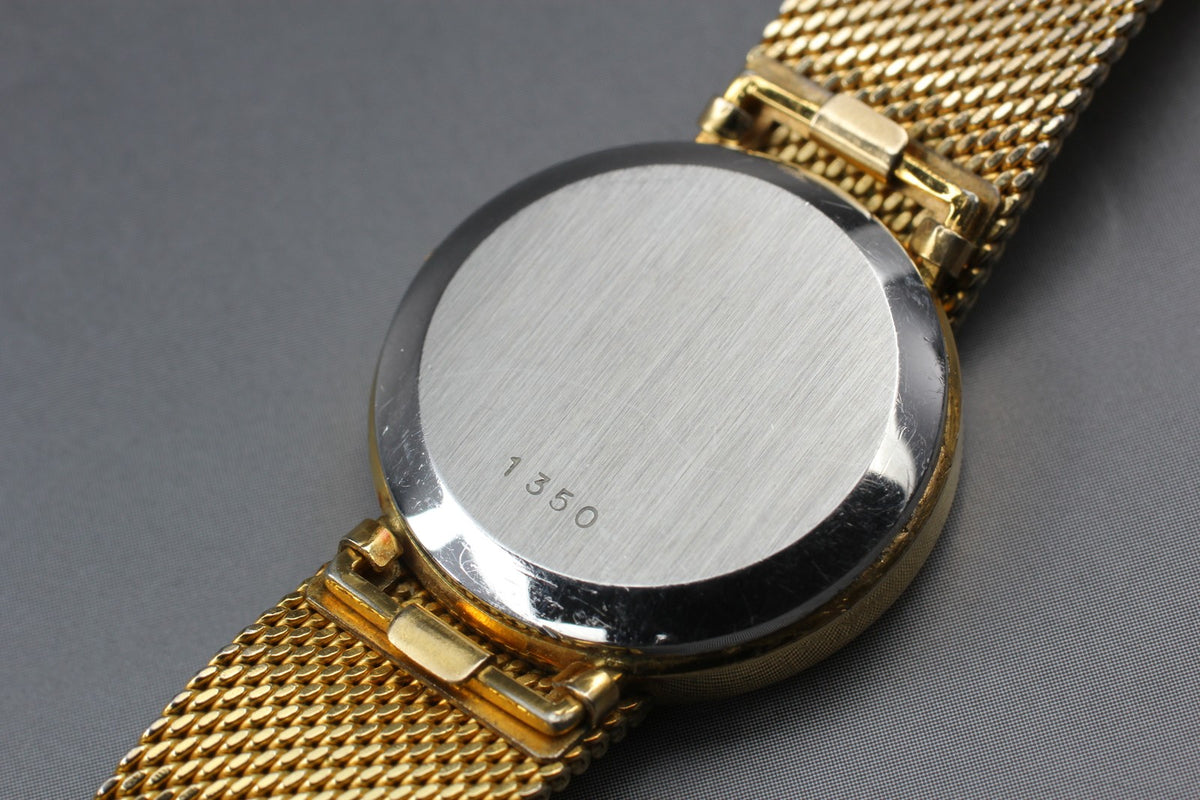 1979 Near MINT OMEGA De Ville 23mm 591.057 Quartz Gold Dial Women's Vintage