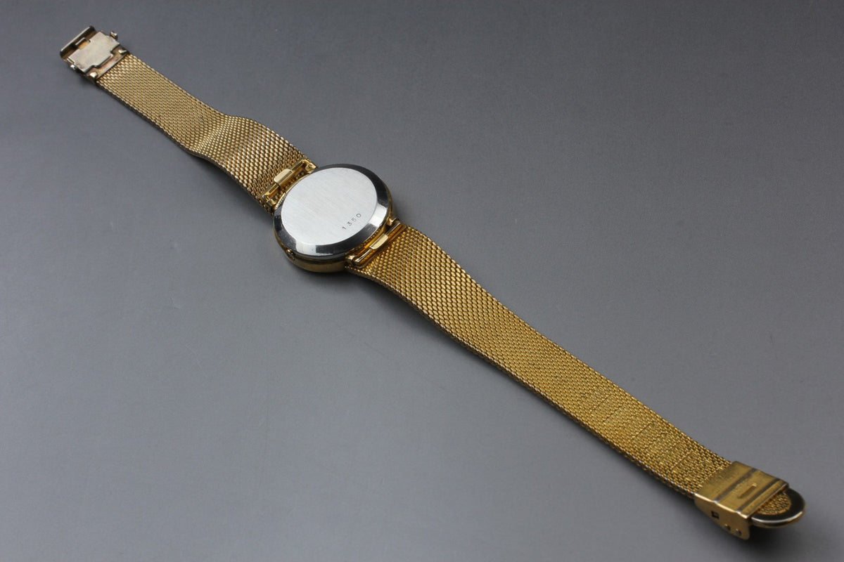 1979 Near MINT OMEGA De Ville 23mm 591.057 Quartz Gold Dial Women's Vintage