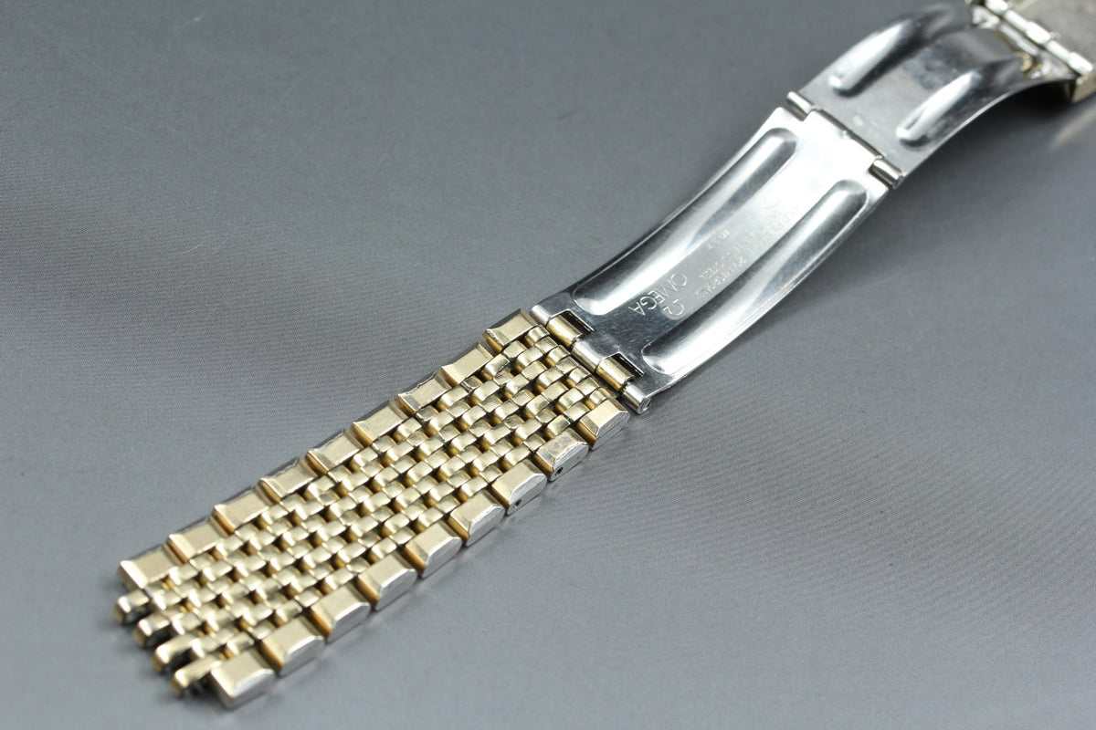 Near MINT OMEGA Beads of Rice Bracelet 18mm FF614/1037 Gold Plated Men's Vintage