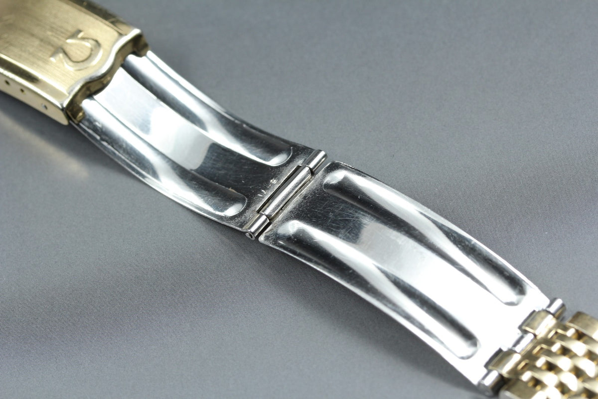 Near MINT OMEGA Beads of Rice Bracelet 18mm FF614/1037 Gold Plated Men's Vintage