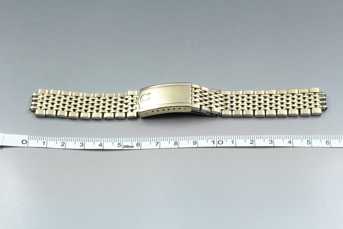 Near MINT OMEGA Beads of Rice Bracelet 18mm FF614/1037 Gold Plated Men's Vintage