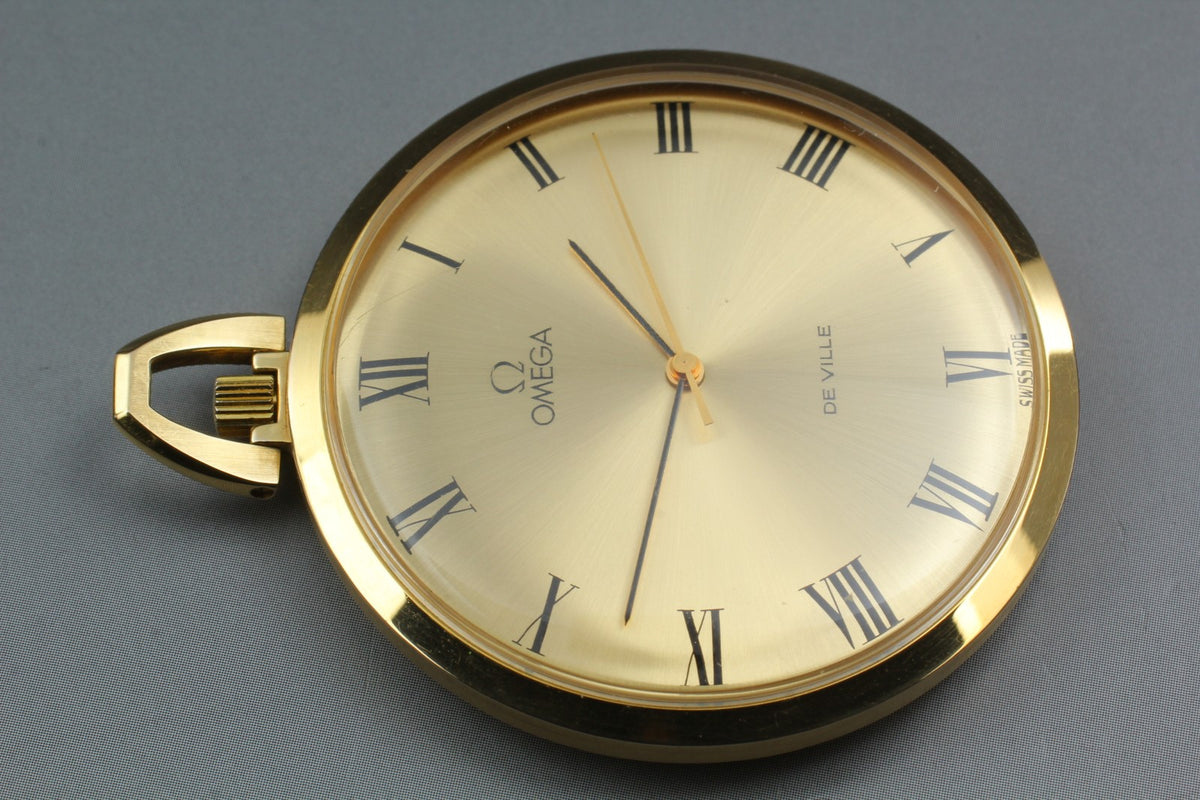 1972 Near MINT OMEGA De Ville Pocket Watch 44mm 131.1746 Manual Gold Roman Men's