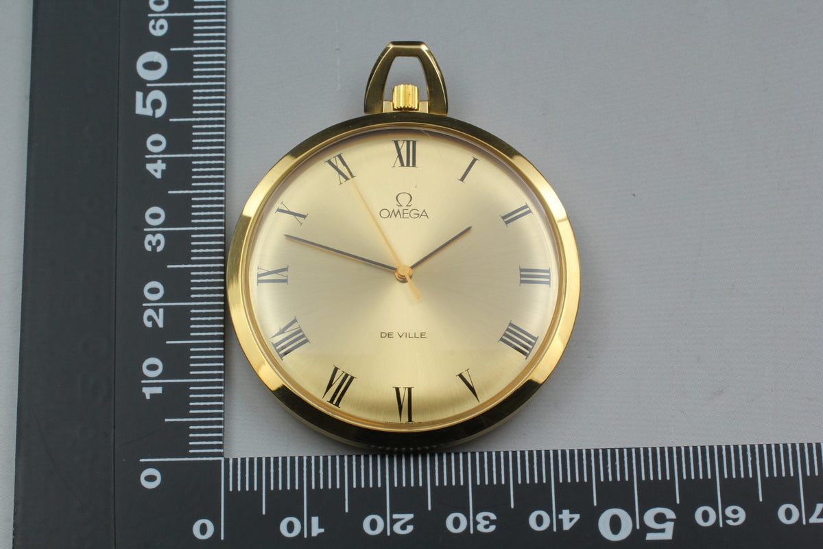 1972 Near MINT OMEGA De Ville Pocket Watch 44mm 131.1746 Manual Gold Roman Men's
