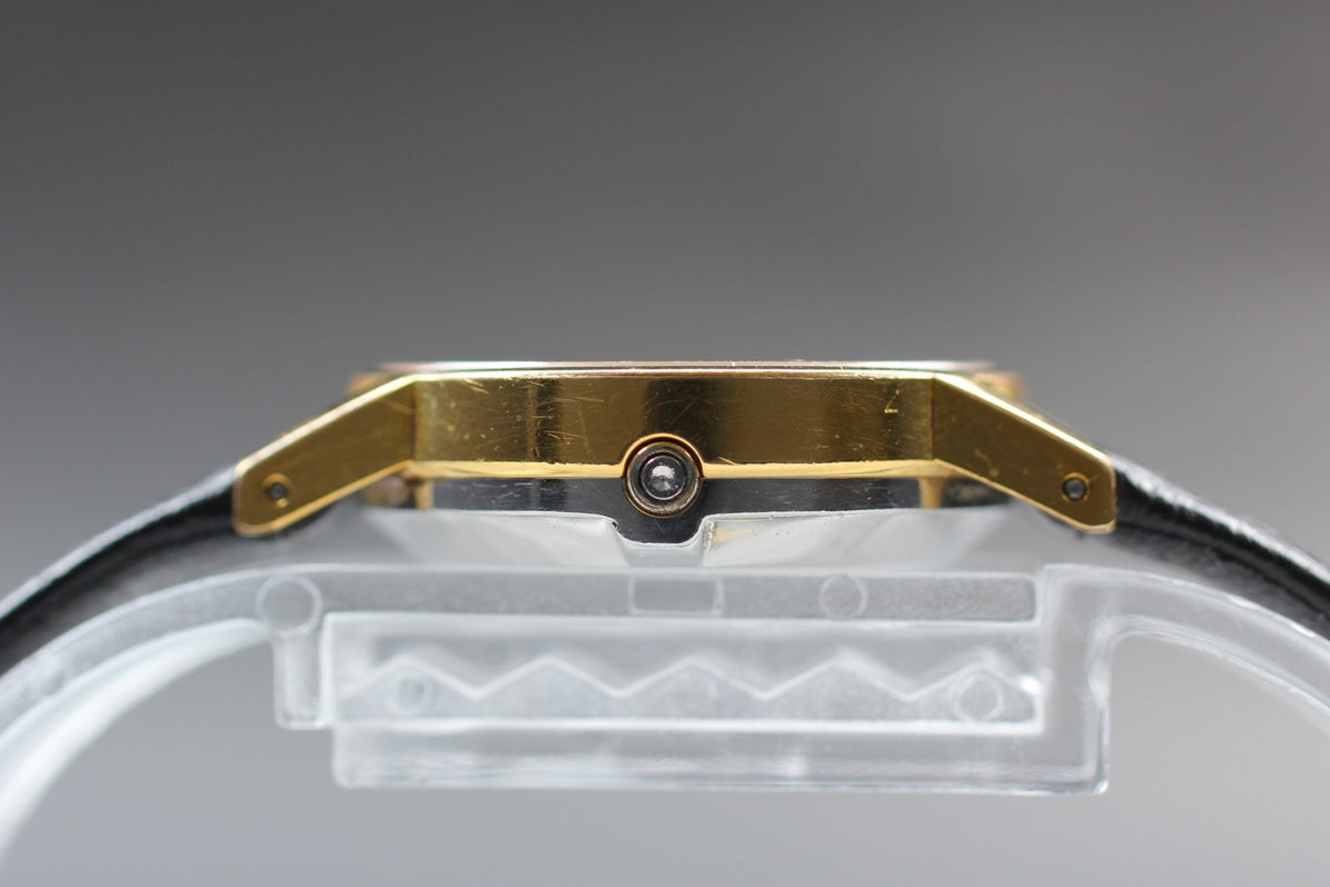 1978 Near MINT OMEGA De Ville 24mm 591.0044 Quartz Gold Dial Women's Vintage
