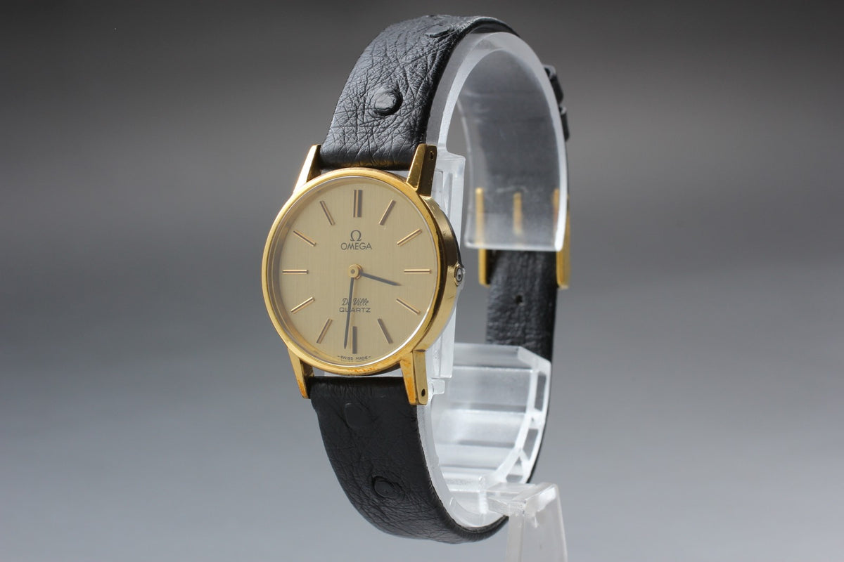 1978 Near MINT OMEGA De Ville 24mm 591.0044 Quartz Gold Dial Women's Vintage