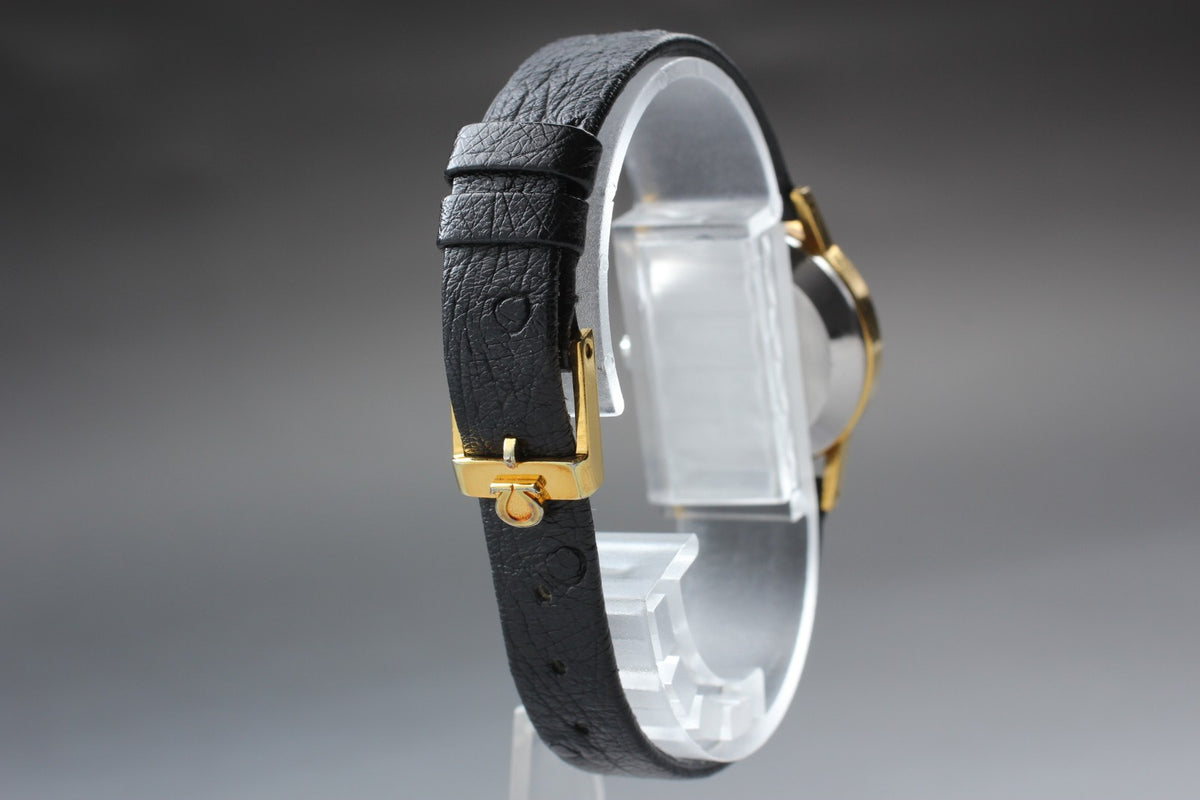 1978 Near MINT OMEGA De Ville 24mm 591.0044 Quartz Gold Dial Women's Vintage