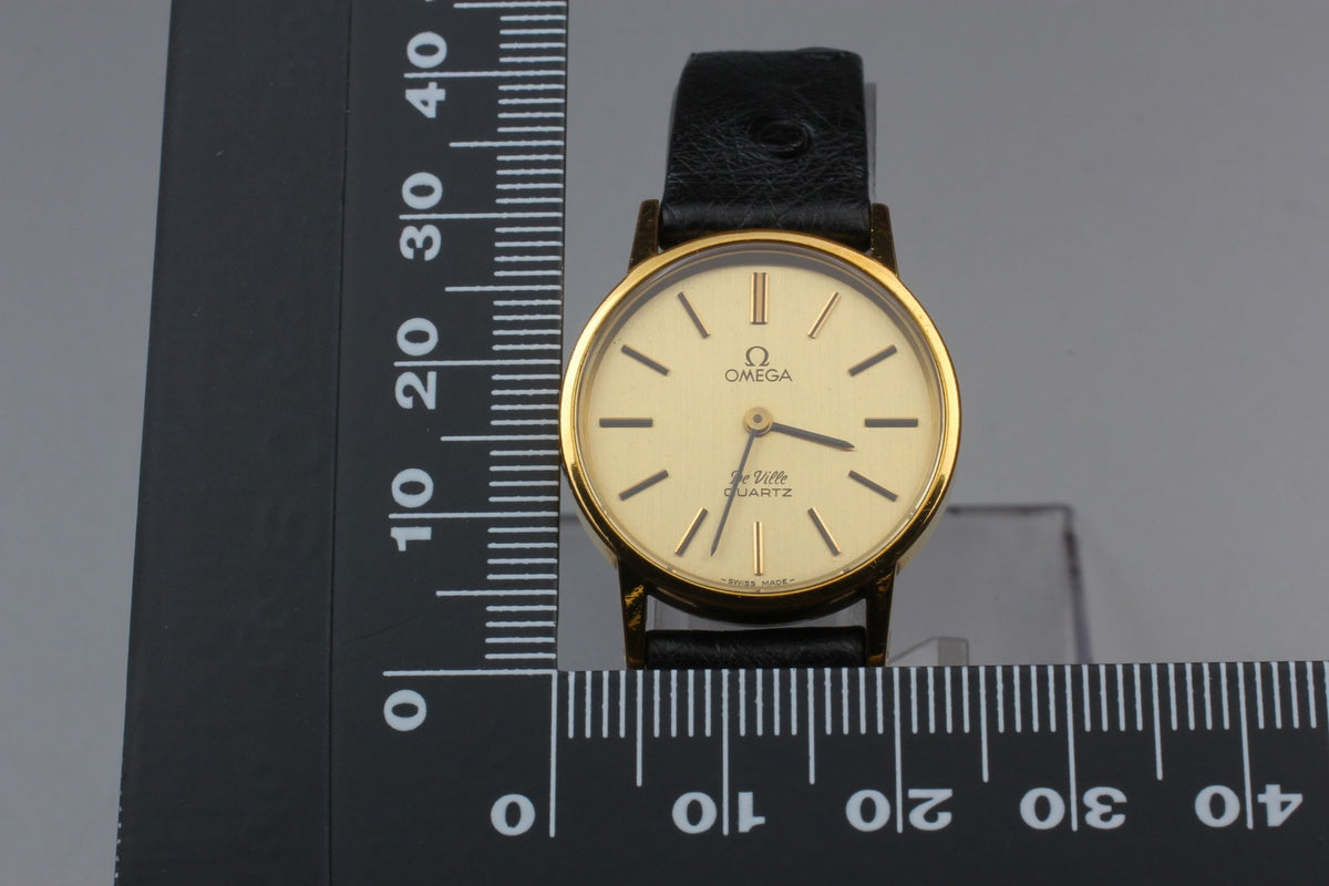 1978 Near MINT OMEGA De Ville 24mm 591.0044 Quartz Gold Dial Women's Vintage