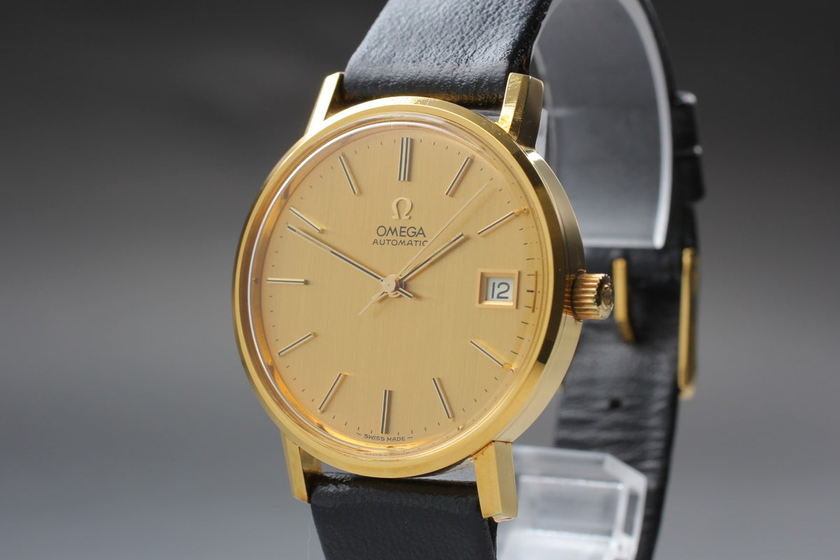 1974 Near MINT OMEGA Seamaster 34mm 166.0202 Automatic Gold Dial Men's Vintage
