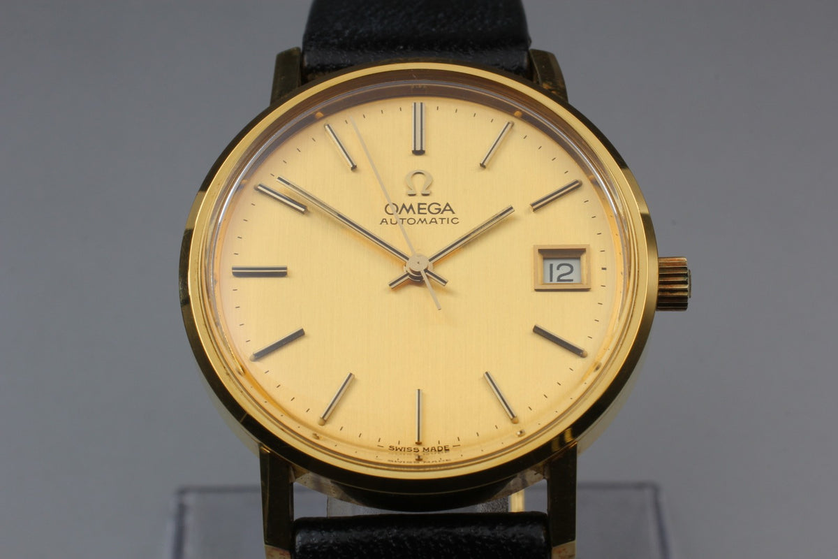 1974 Near MINT OMEGA Seamaster 34mm 166.0202 Automatic Gold Dial Men's Vintage