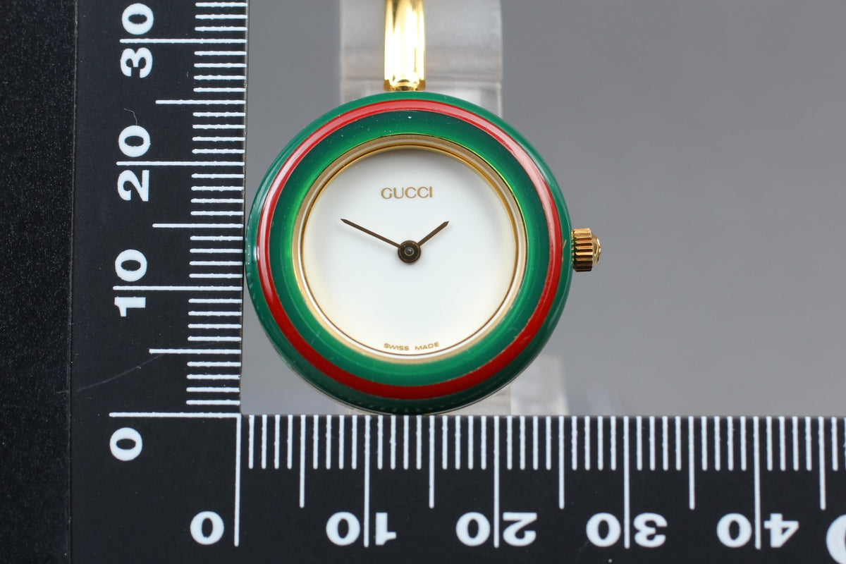 Full Set Near MINT GUCCI Change Bezel 12 Colors 26mm 11/12.2 Quartz Gold Women's