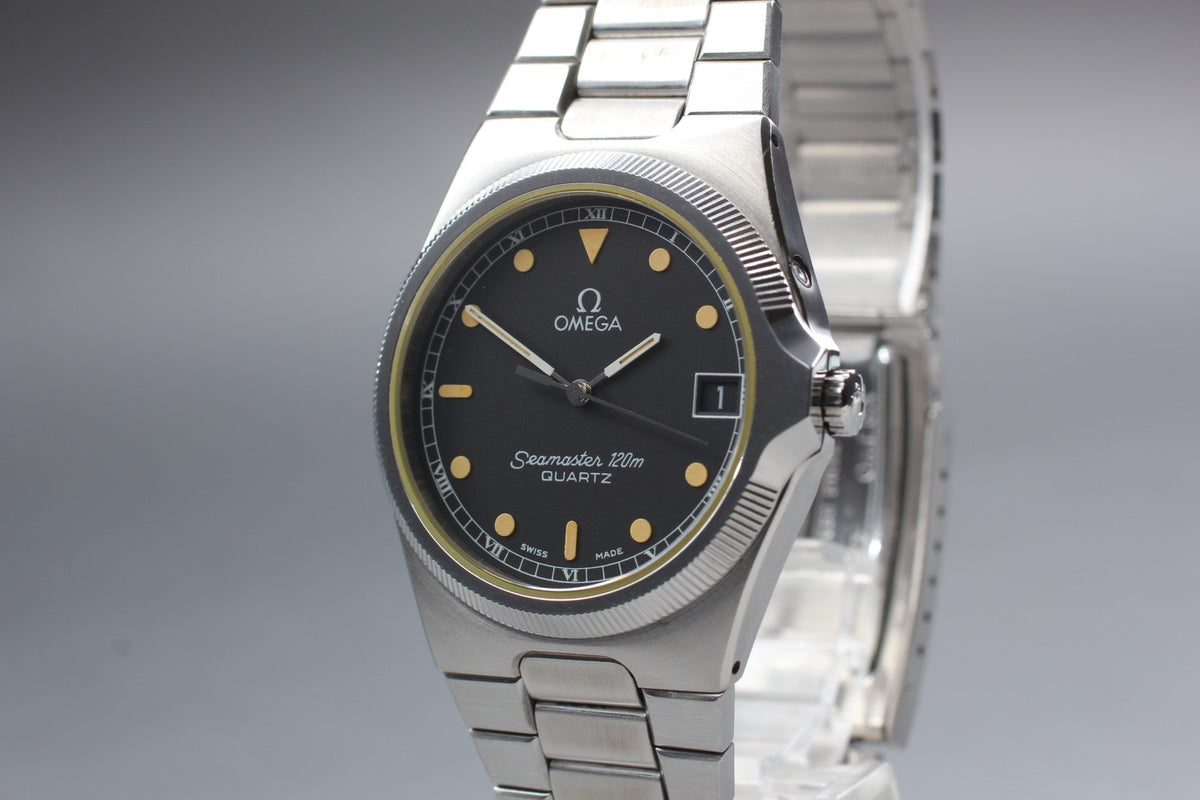 1980 Top MINT OMEGA Seamaster 120m 37mm 196.0209 Quartz Black Dial Men's Vintage