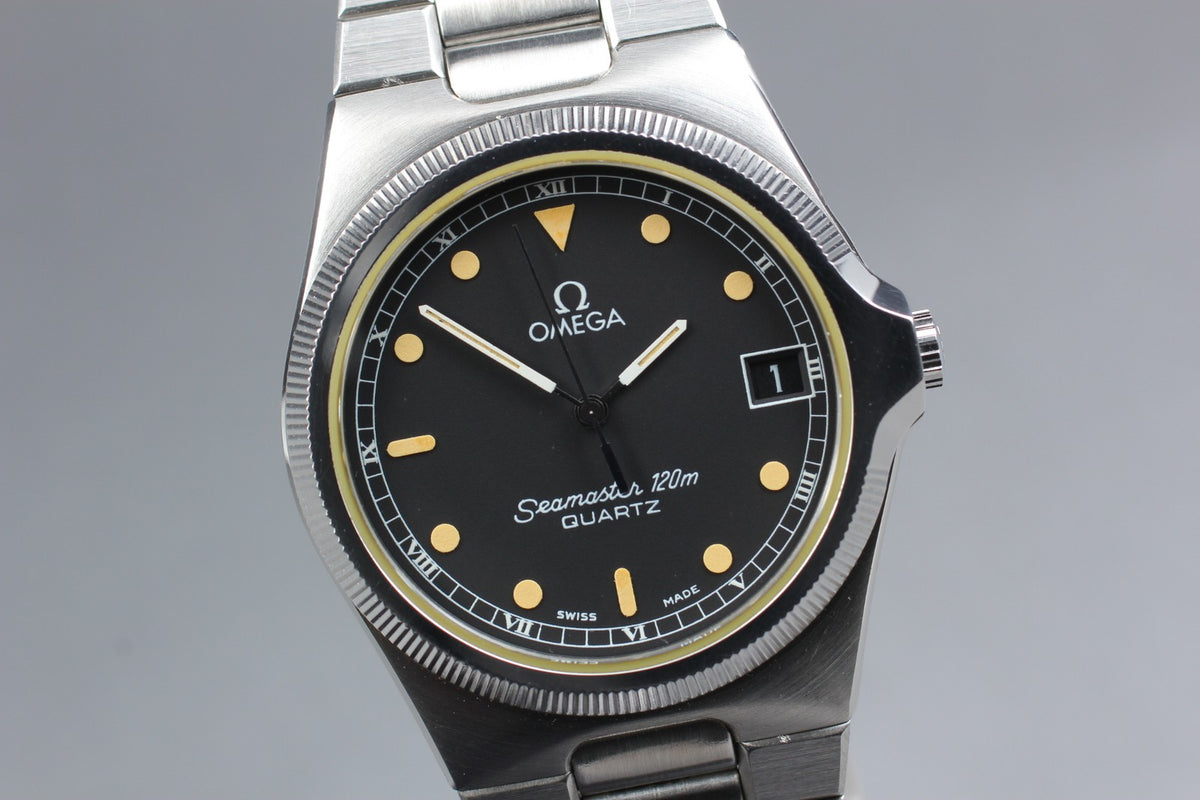 1980 Top MINT OMEGA Seamaster 120m 37mm 196.0209 Quartz Black Dial Men's Vintage