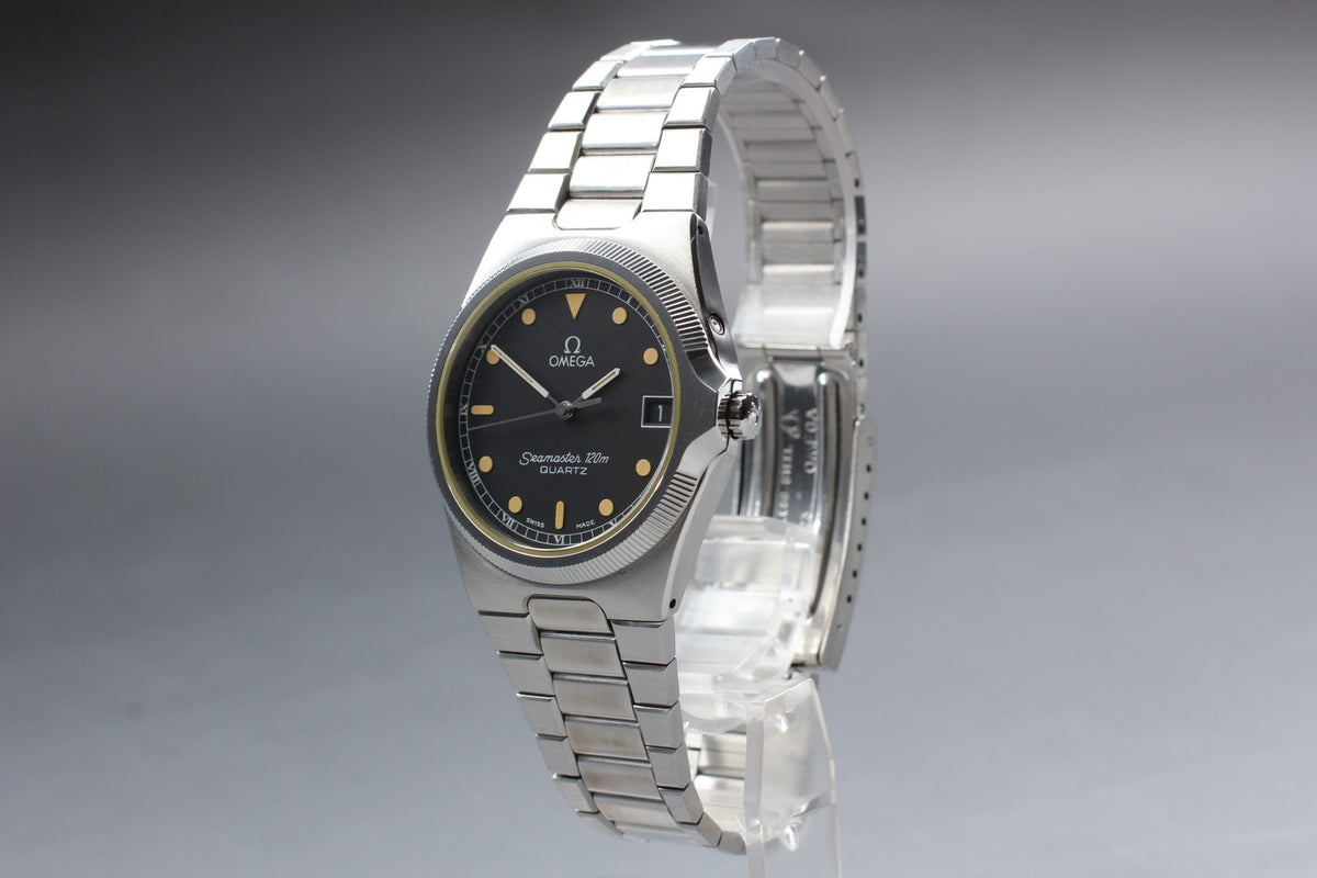 1980 Top MINT OMEGA Seamaster 120m 37mm 196.0209 Quartz Black Dial Men's Vintage