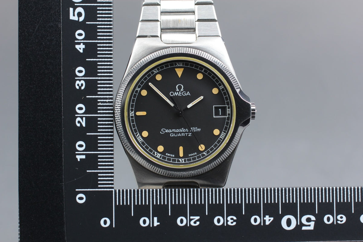 1980 Top MINT OMEGA Seamaster 120m 37mm 196.0209 Quartz Black Dial Men's Vintage