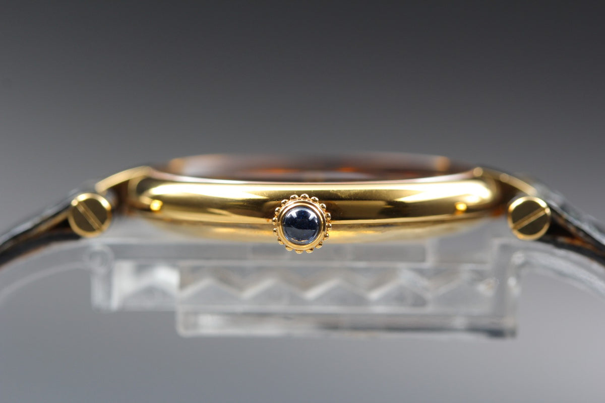 Near MINT Cartier Must de Vendome LM Vermeil 590003 30mm Quartz Black Unisex
